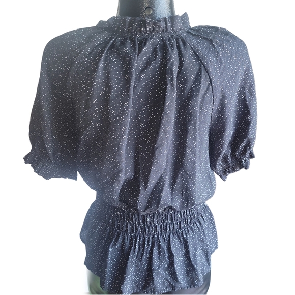 Alice Blue Short Sleeve Polka Dot Top In Black and White L - Picture 6 of 7